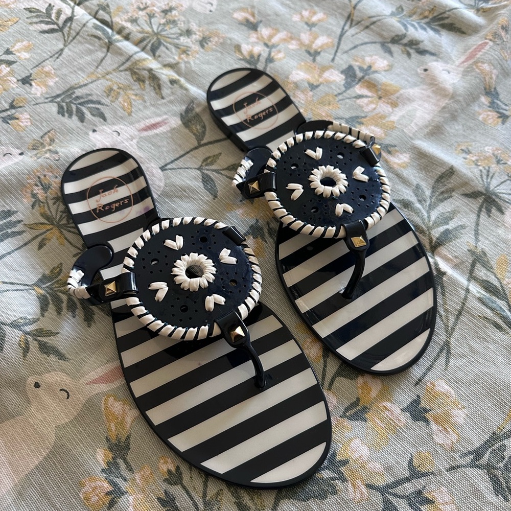 Jack Rogers Blue & White Jelly Sandals Women’s Size 9